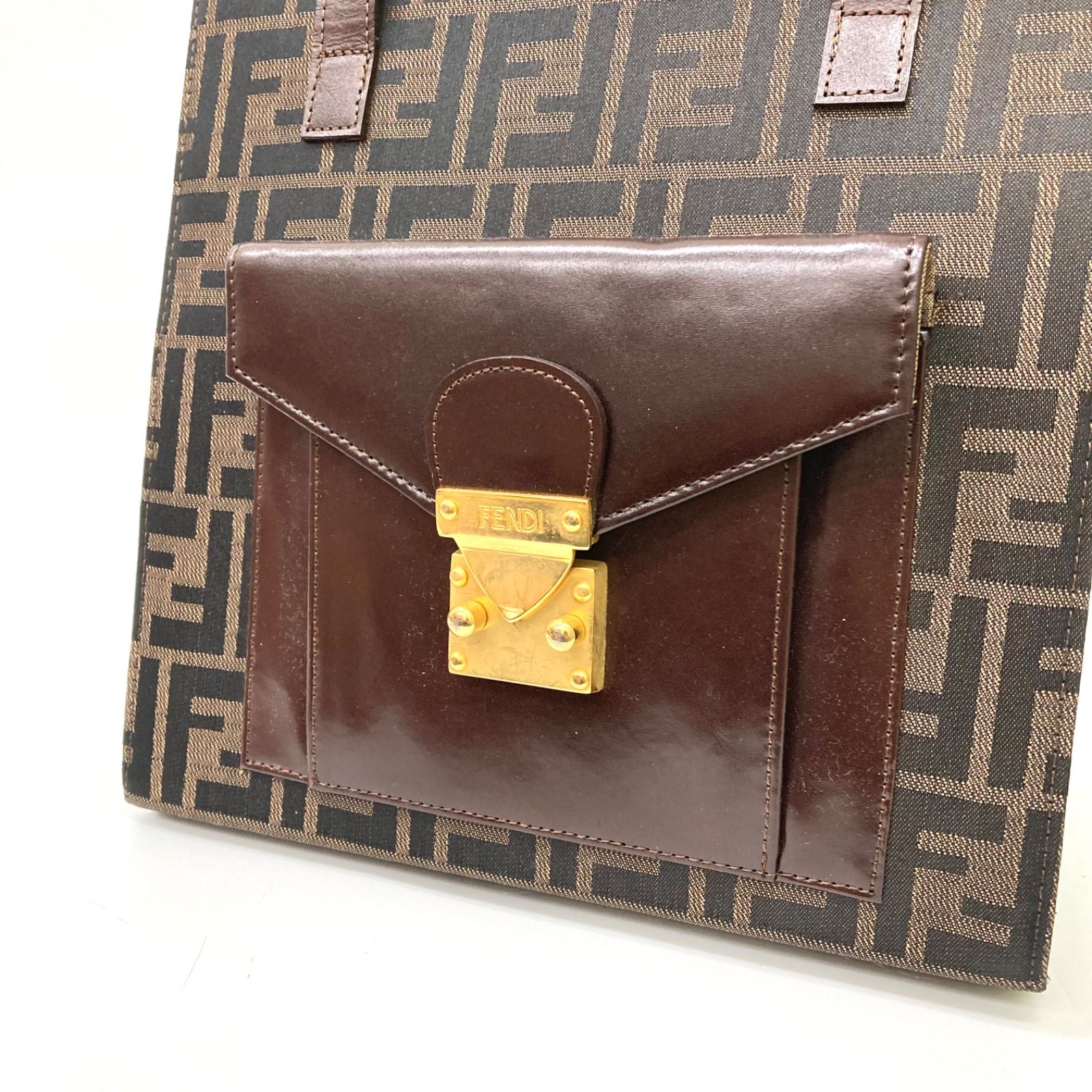 FENDI】フェンディ トートバッグ ショルダーバッグ ズッカ柄 ブラウン