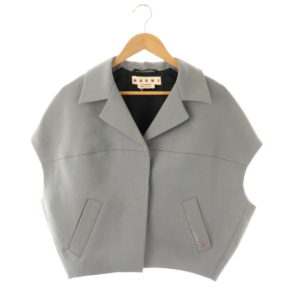 【中古】マルニ MARNI 24SS ラウンドスリーブレスジャケット 40 グレー JKMA0300SU /DO ■OS レディース マルニ MARNI 24SS ラウンドスリーブレスジャケット 40 グレー