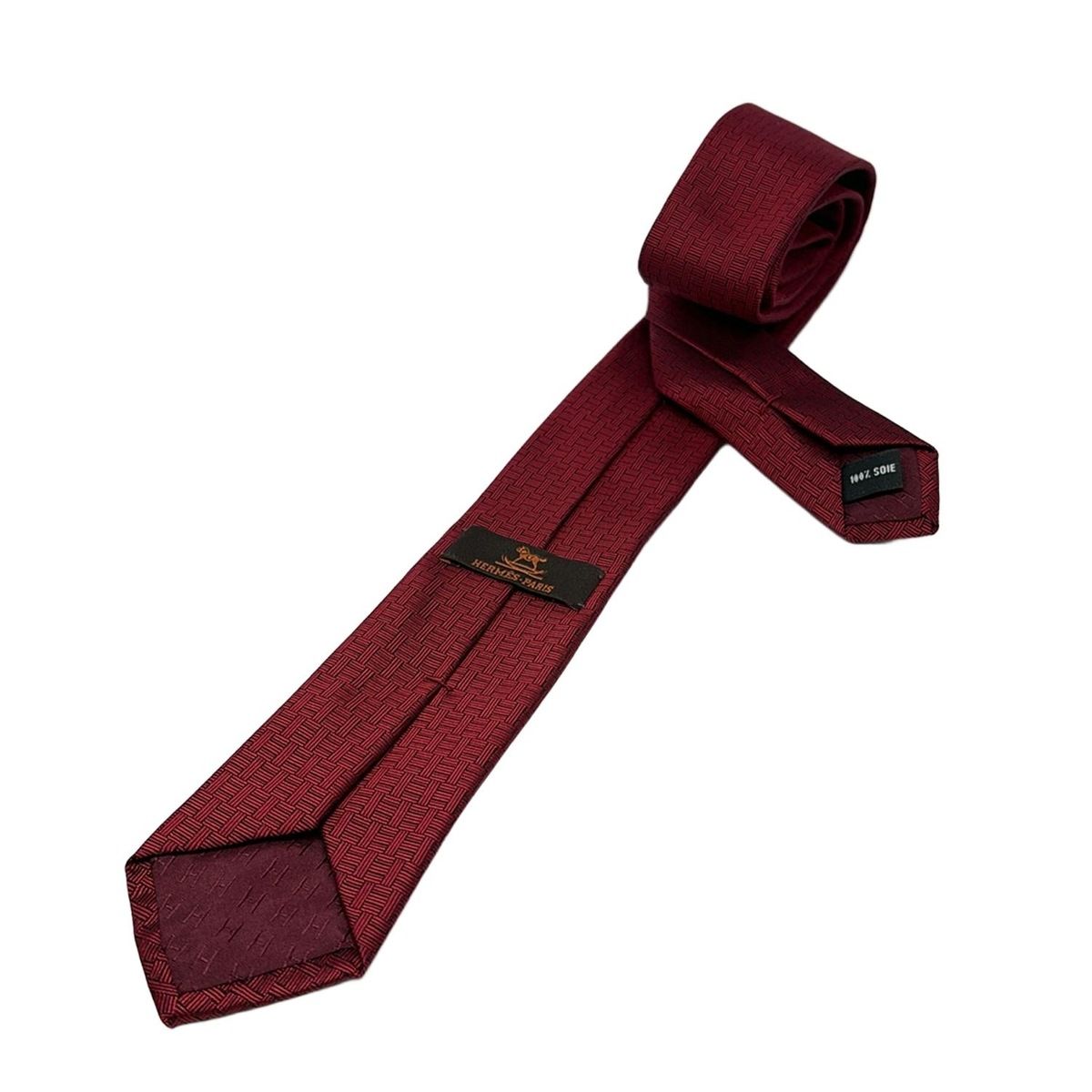 HERMES バーガンディ ネクタイ HERMES(エルメス) ネクタイ メンズ美品 - ボルドー×ライトブルー