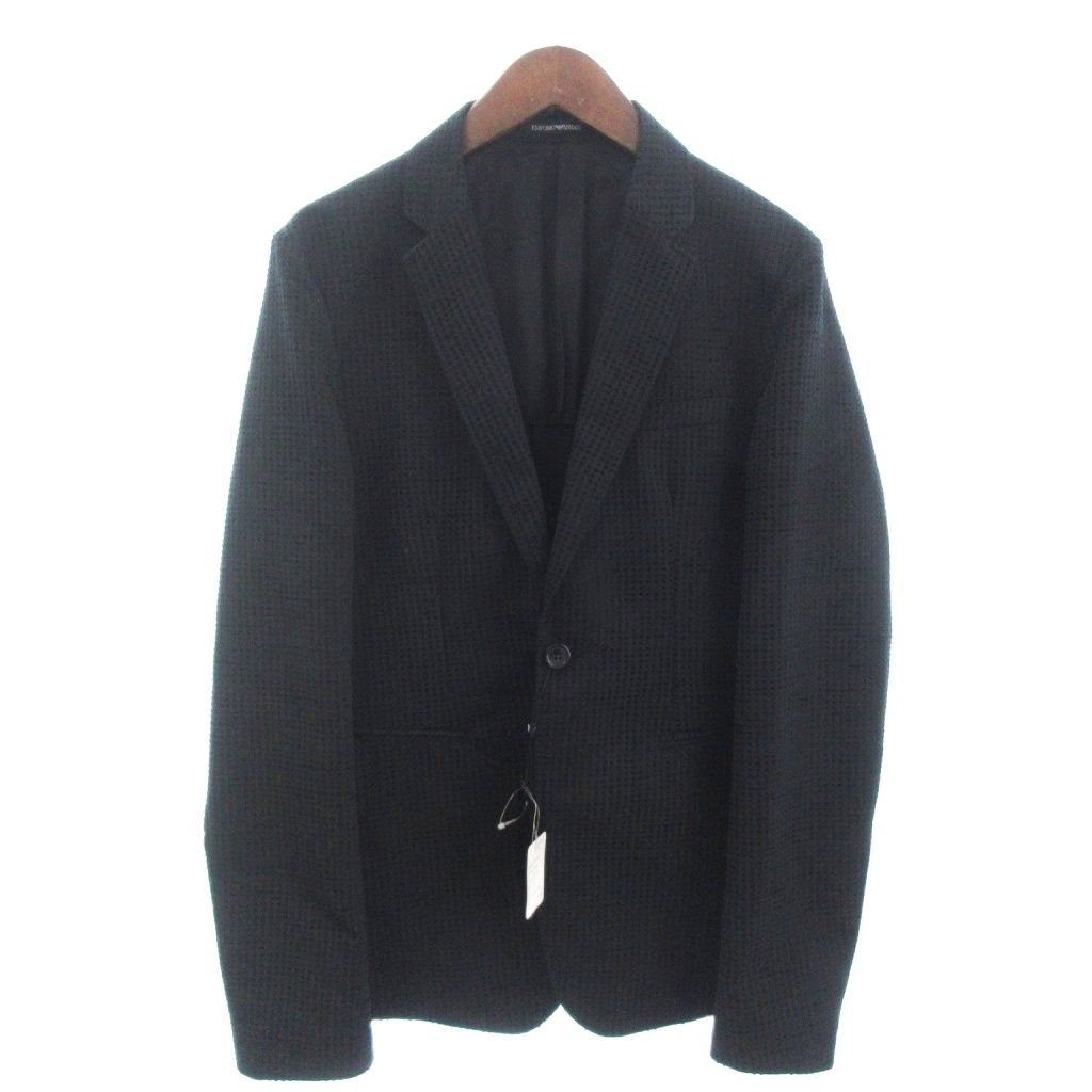 【中古】未使用品 エンポリオアルマーニ テーラードジャケット ブレザー 背抜き ノーベント 1B 91G610 黒 48 メンズ エンポリオアルマーニ EMPORIO ARMANI タグ付き テーラードジャケット