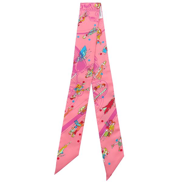 エルメス HERMES スカーフ ツイリー シルク ローズマラバー×ジョーヌ