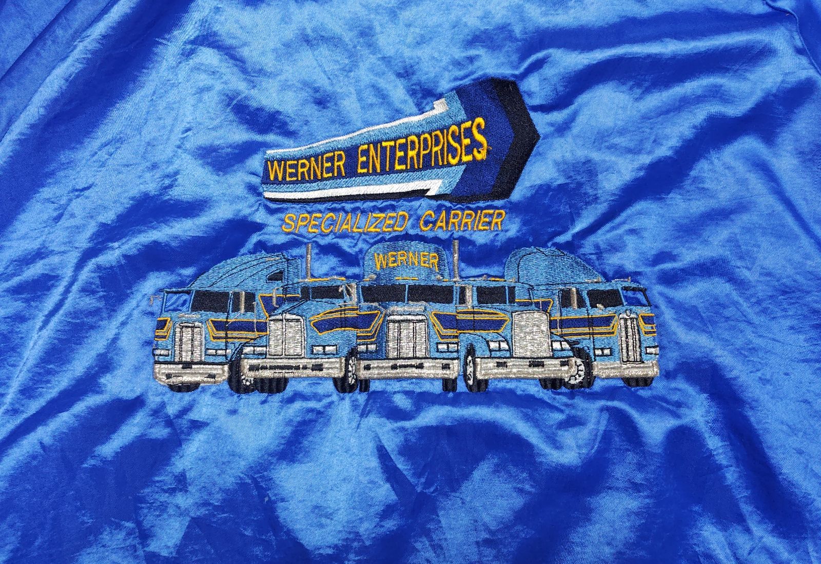 80s USA製 PRO FIT WERNER ENTERPRISES 企業刺繍 ナイロンサテン 