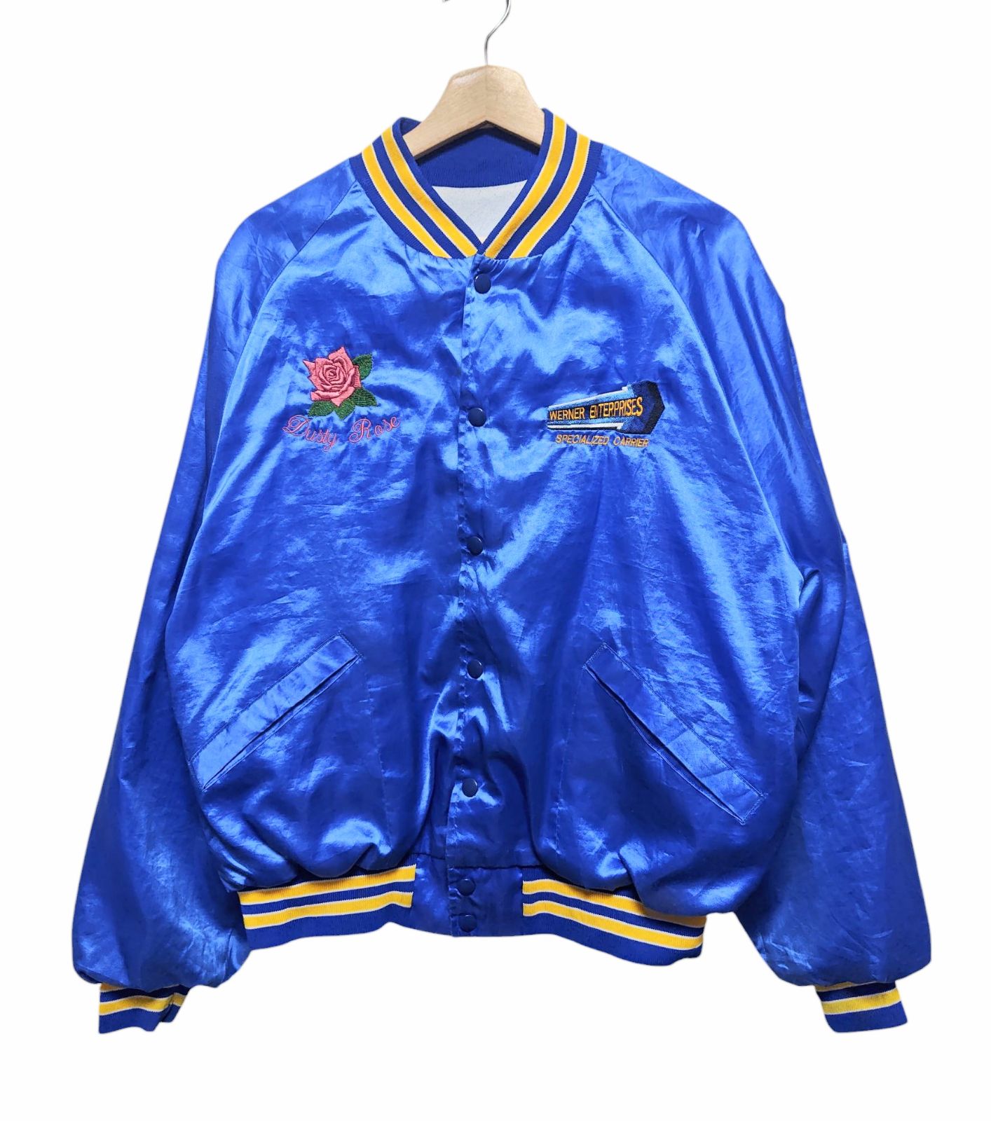 80s USA製 PRO FIT WERNER ENTERPRISES 企業刺繍 ナイロンサテン 