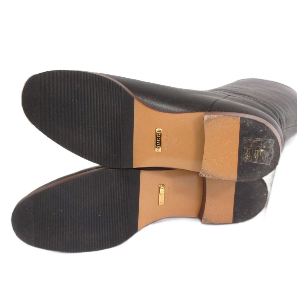 グッチ GUCCI 美品 ロングブーツ タイガーヘッド レザー 黒 ブラック