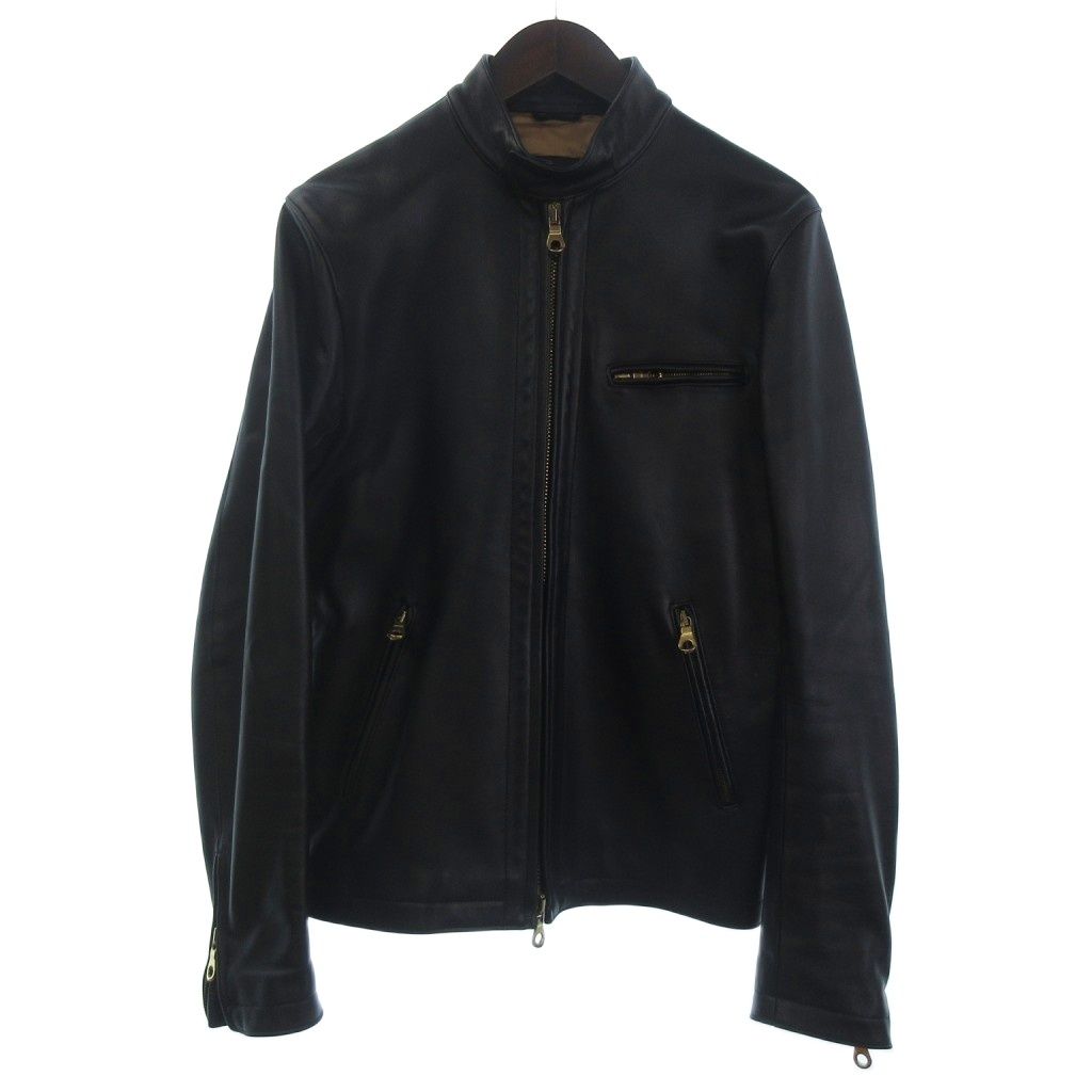 【中古】チンクアンタ ライダースジャケット シングル フルジップ ゴートレザー H-502 黒 ブラック 46 メンズ チンクアンタ Cinquanta ライダースジャケット シングル フルジップ