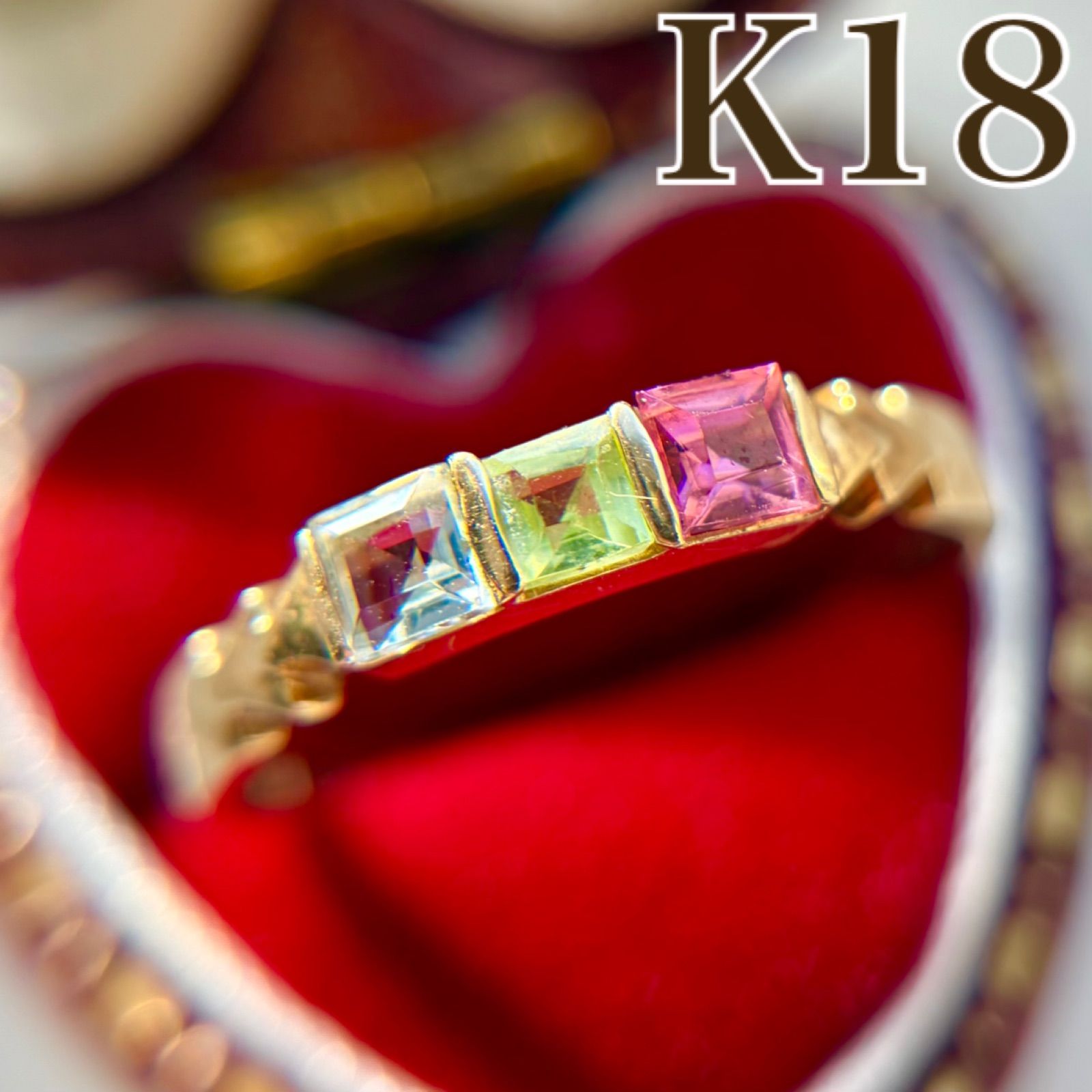 昭和レトロ指輪　18K 買取店】K18 マルチカラー 昭和レトロ 指輪 13号 2.1g - メルカリ