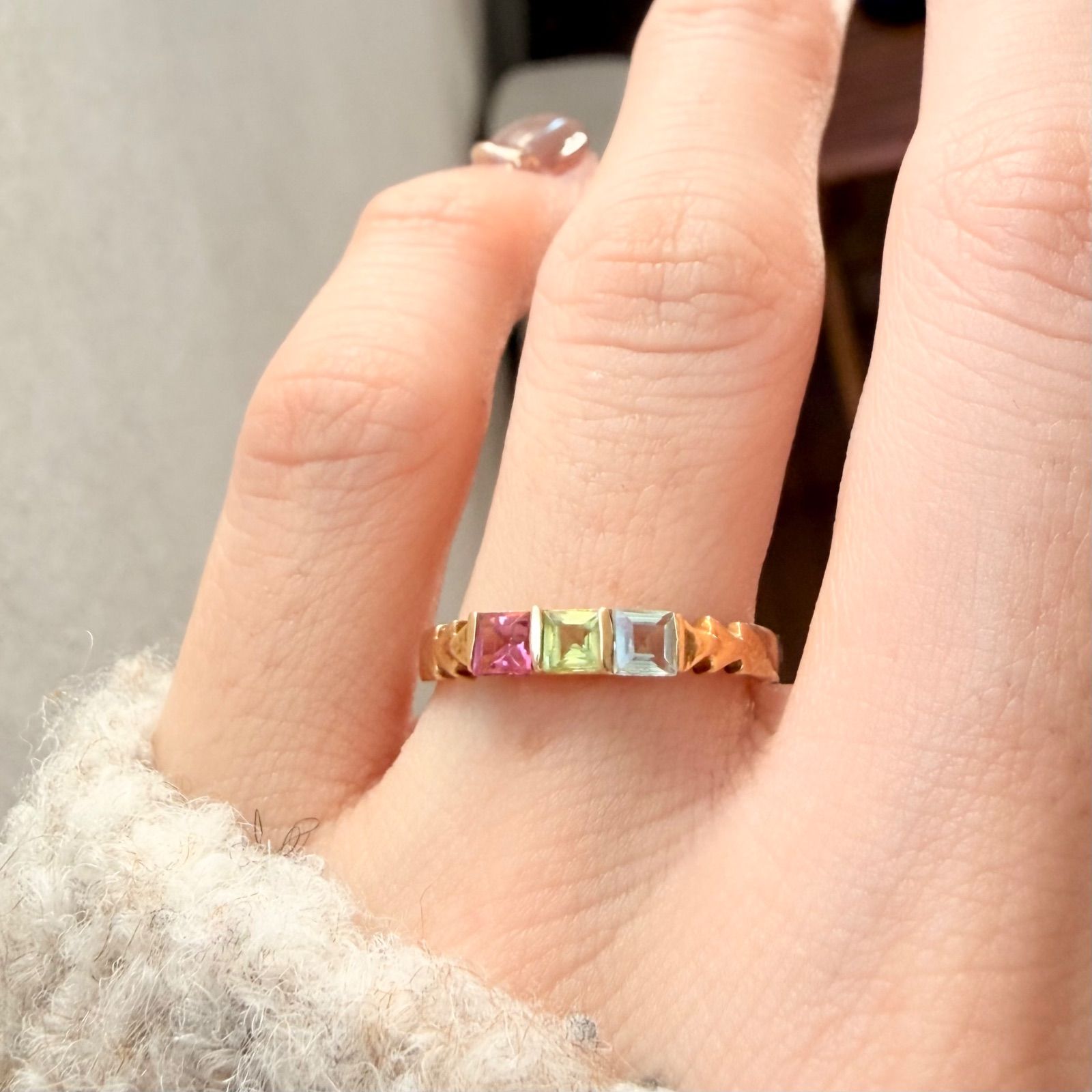 K18 デザインリング マルチカラー 指輪 レトロ 日本 K18YG他 マルチ