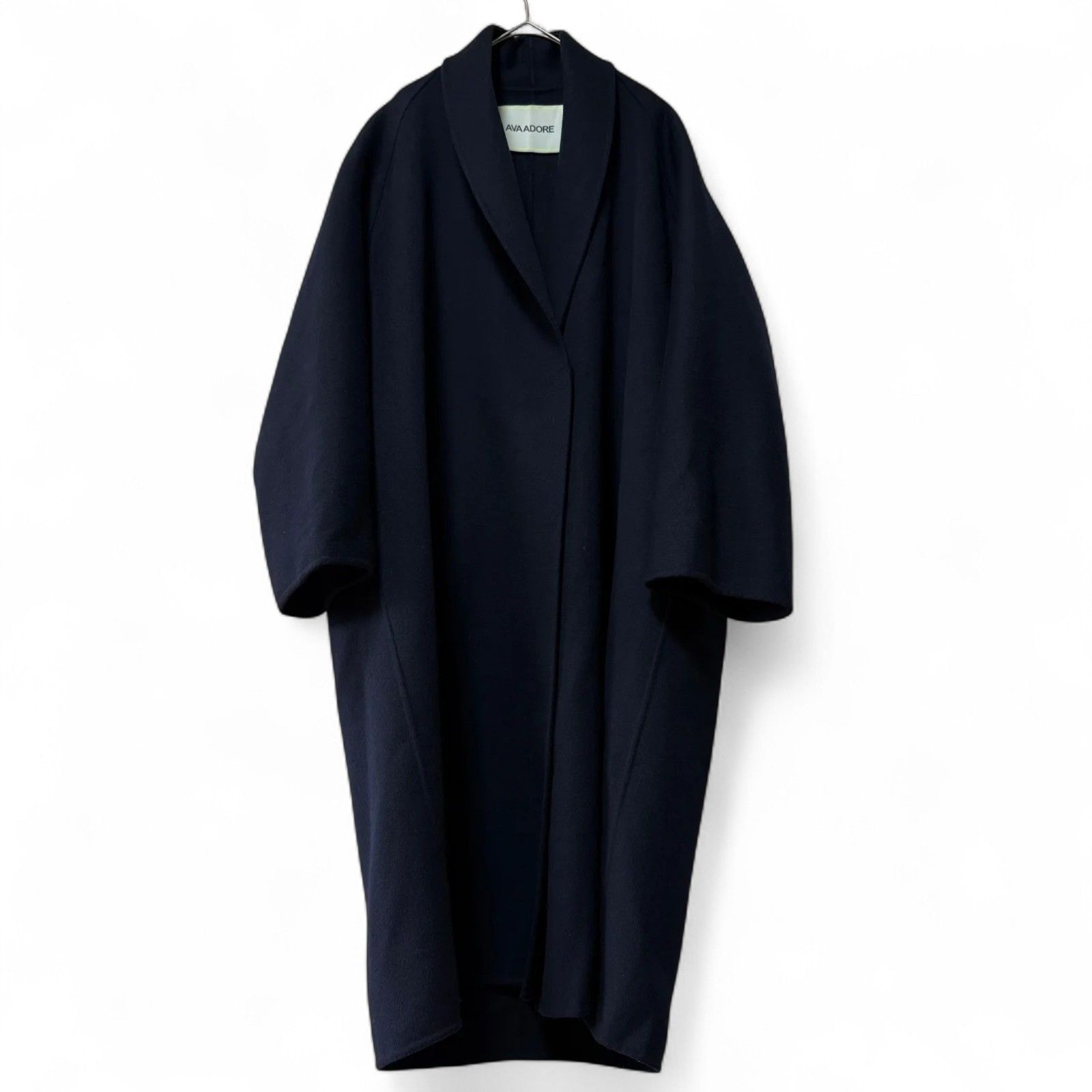 極美品 AVA ADORE ショールカラーコート ダブルフェイス ウール100