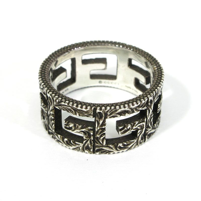 GUCCI アラベスク スクエアG リング シルバー ワイド 21号　実寸20号 三重本店】 中古 GUCCI | グッチ 551918 スクエアG アラベスク ワイド