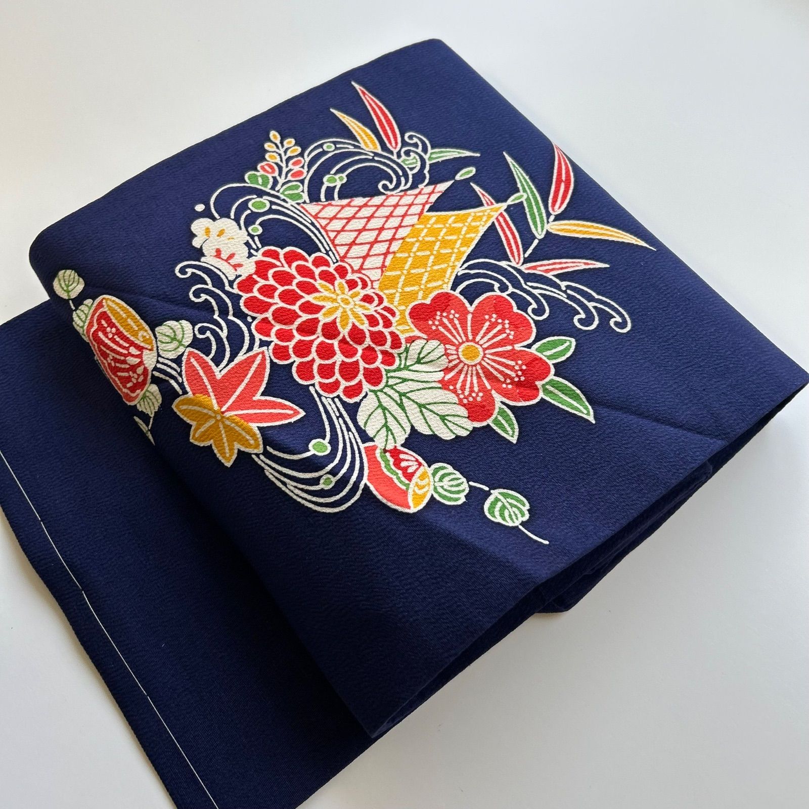 名古屋帯 正絹 縮緬 型染め 染めの花 九寸 MA-1373 - メルカリ