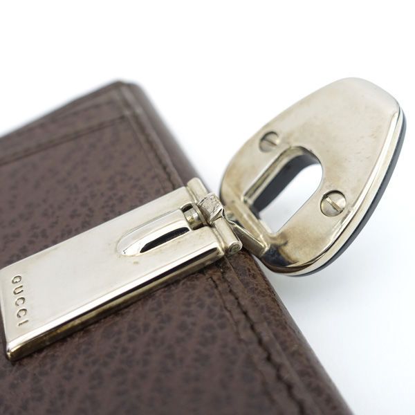 GUCCI / グッチ ◇レザー 二つ折り財布 ウッド製 クリップ デット