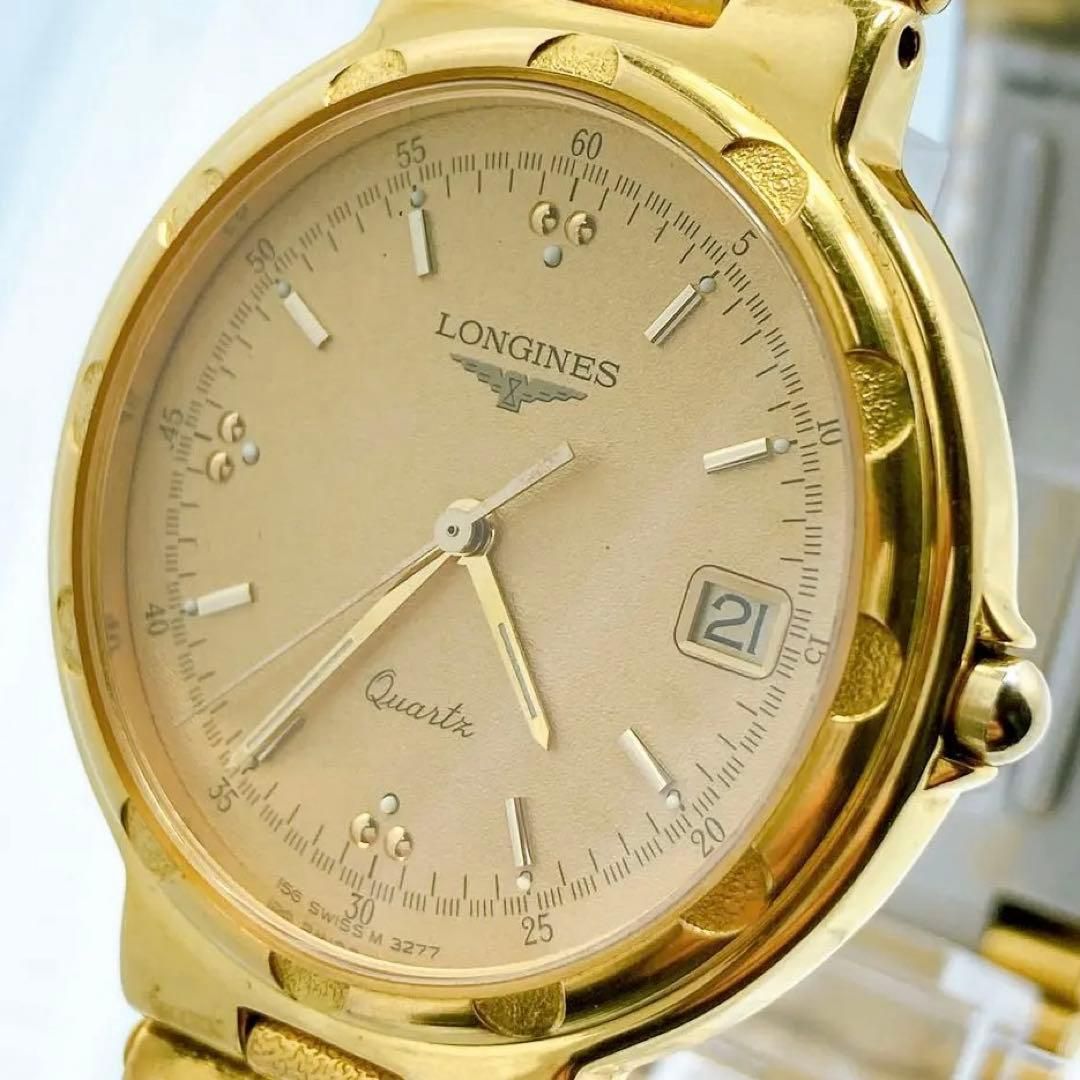 579 ロンジン コンクエスト デイト ラウンド ゴールド 腕時計 - メルカリ