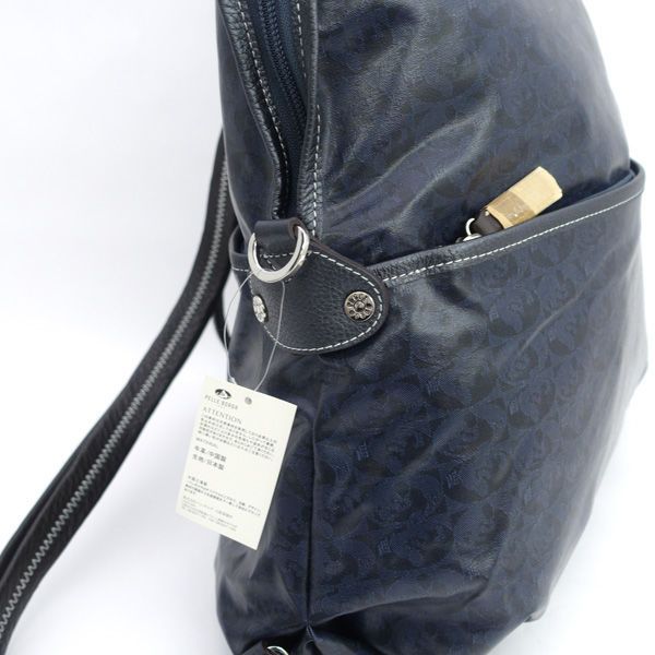 PELLE BORSA  / ペレボルサ ◆リュック/リュックサック/ナイロン/総柄/ネイビー/タグ付き 【バッグ/バック/BAG】 【未使用】 PELLE BORSA / ペレボルサ ◇リュック/リュックサック/ナイロン/総柄