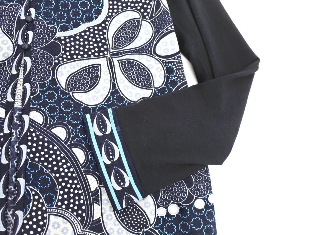 大きいサイズ レオナール LEONARD ロングカーディガン シルク 42 LEONARD レオナール FASHION 毛絹混 切替 総柄 ロング カーディガン