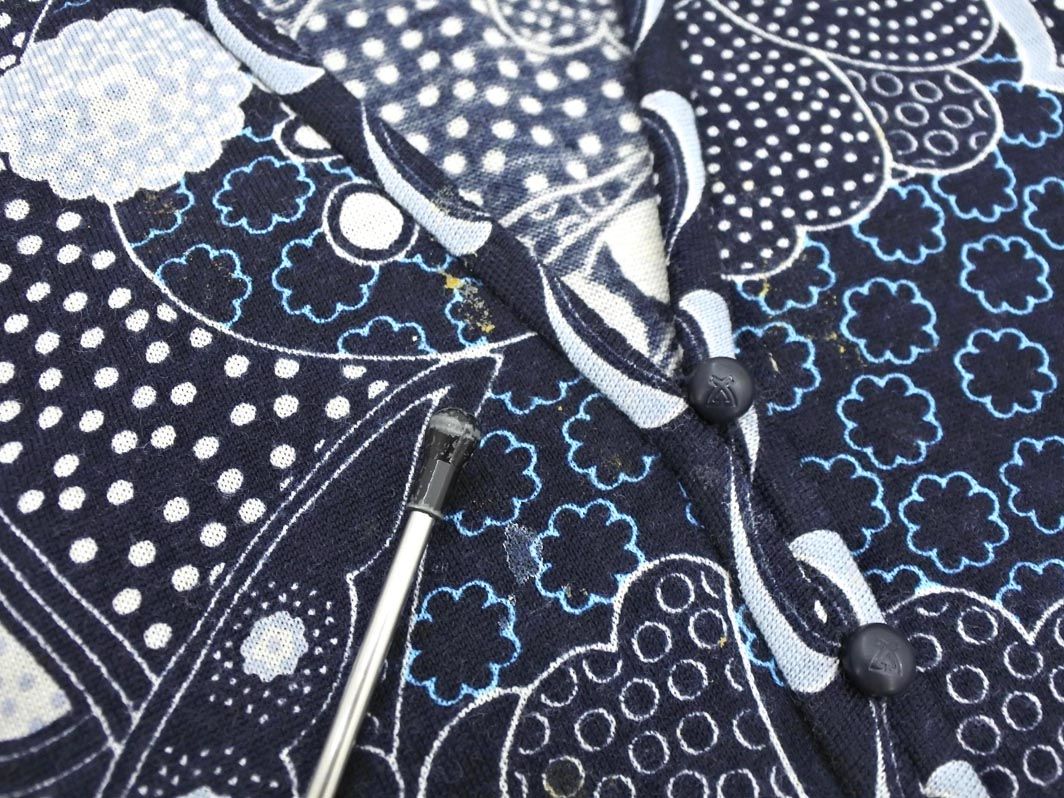 LEONARD レオナール FASHION 毛絹混 切替 総柄 ロング カーディガン