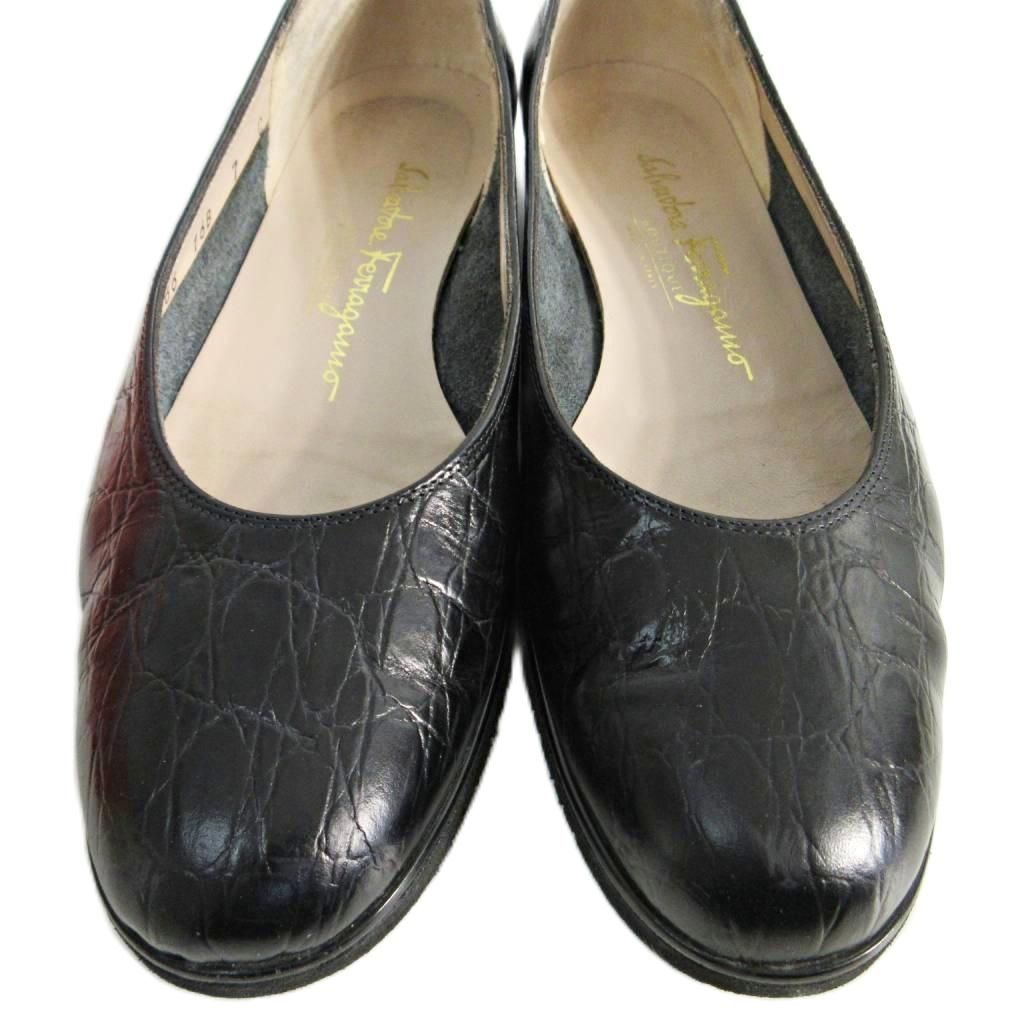 ✨新品✨ サルヴァトーレ フェラガモ ヴァラ　クロコ型押し レザー パンプス サルヴァトーレフェラガモ Salvatore Ferragamo クロコ型押し レザー