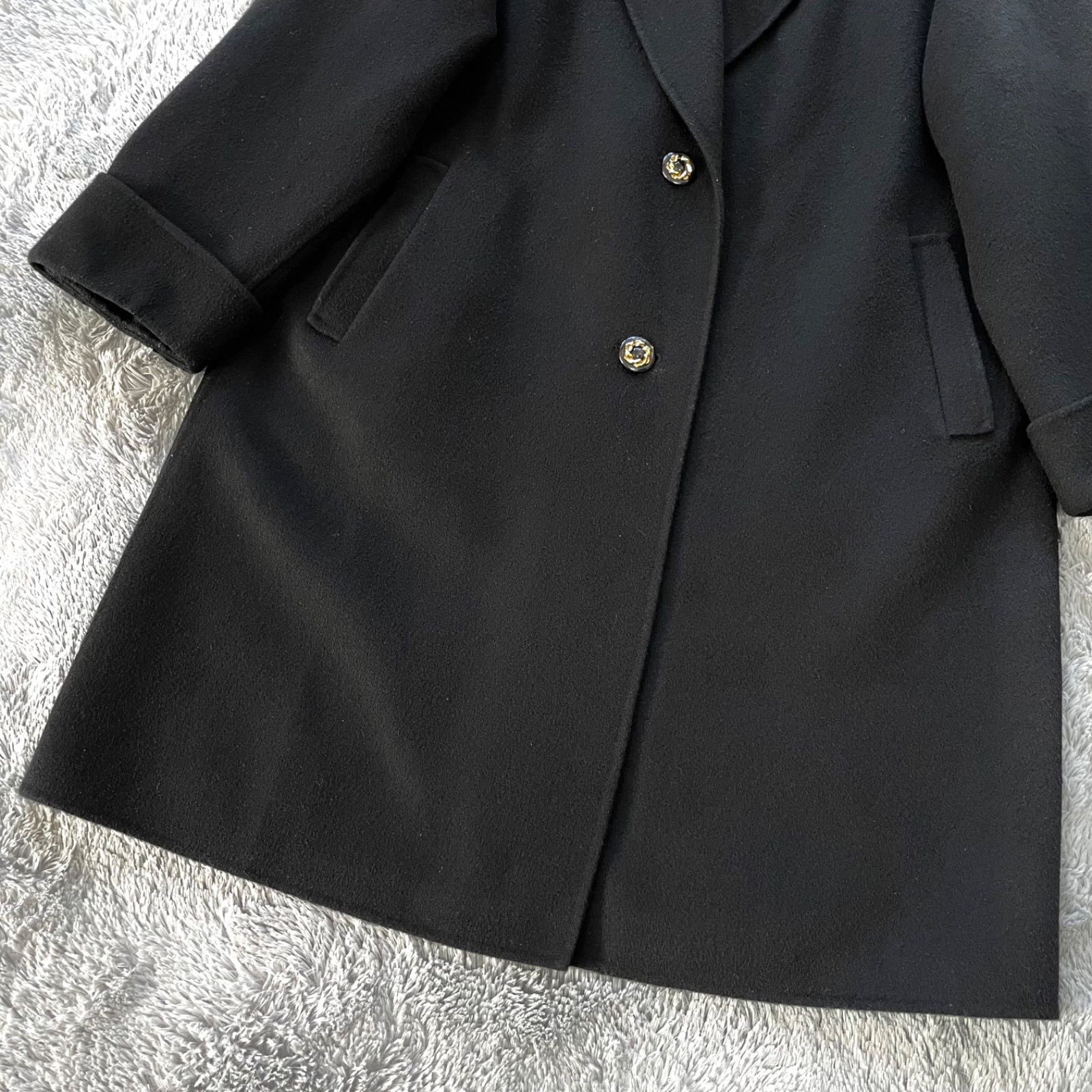 カシミヤ×ウール ロングコート リバーコート チェスターコート 金