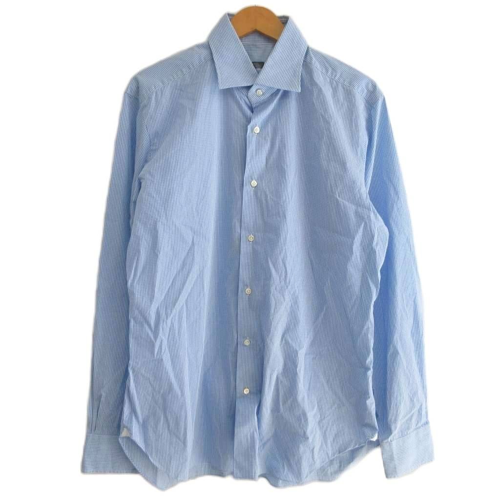 バルバ ドレスシャツ ブルーとホワイトのストライプ タグ付き