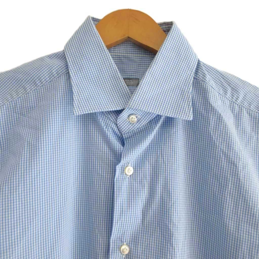 バルバ BARBA ギンガムチェック ドレスシャツ コットンナイロン