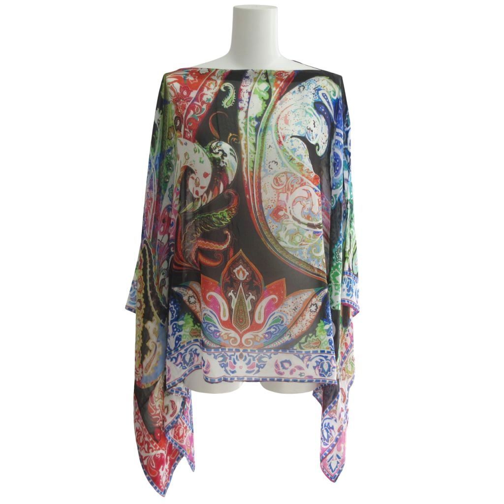 エトロ ETRO 美品 シルク100％ ペイズリー柄 チュニック ポンチョ 総柄