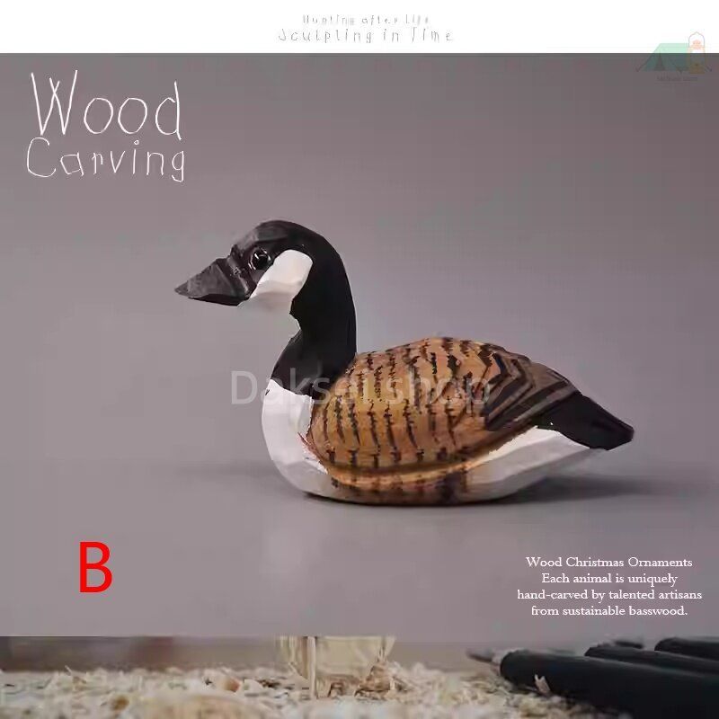 送料無料】木彫り 鴨 模型 一点物 職人手工芸 実木 コレクション