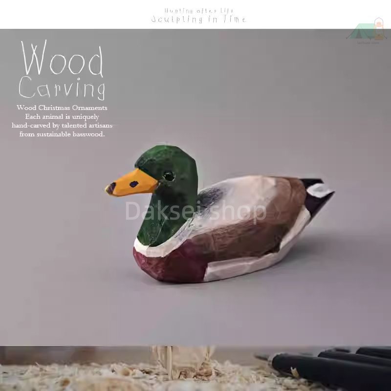 送料無料】木彫り 鴨 模型 一点物 職人手工芸 実木 コレクション