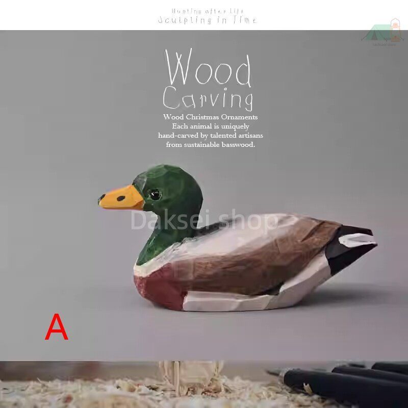 送料無料】木彫り 鴨 模型 一点物 職人手工芸 実木 コレクション