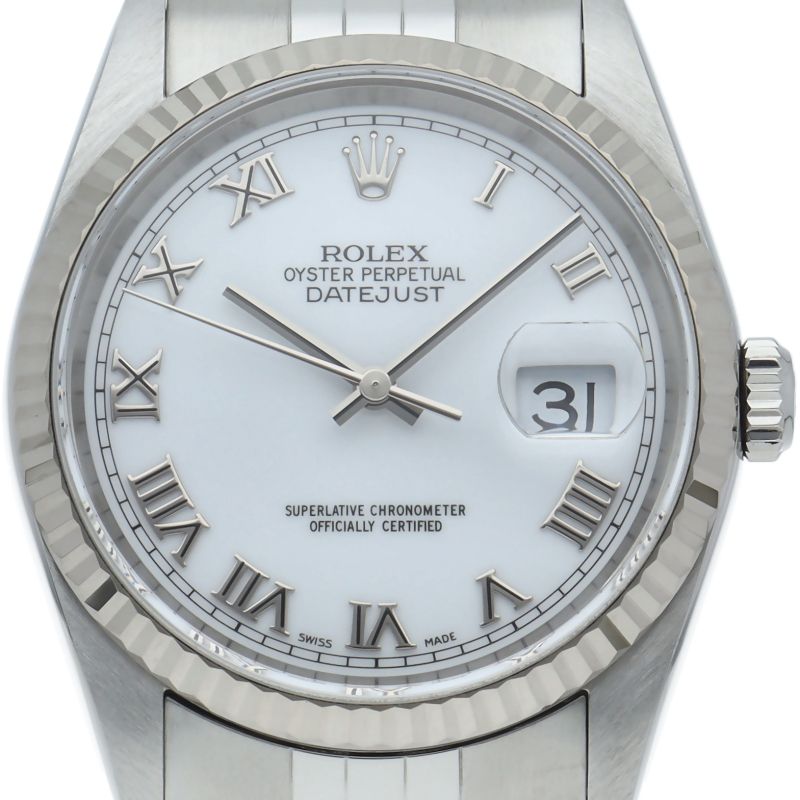 ロレックス デイトジャスト メンズ時計 16234(K) 箱 保証書 K18WG/SS