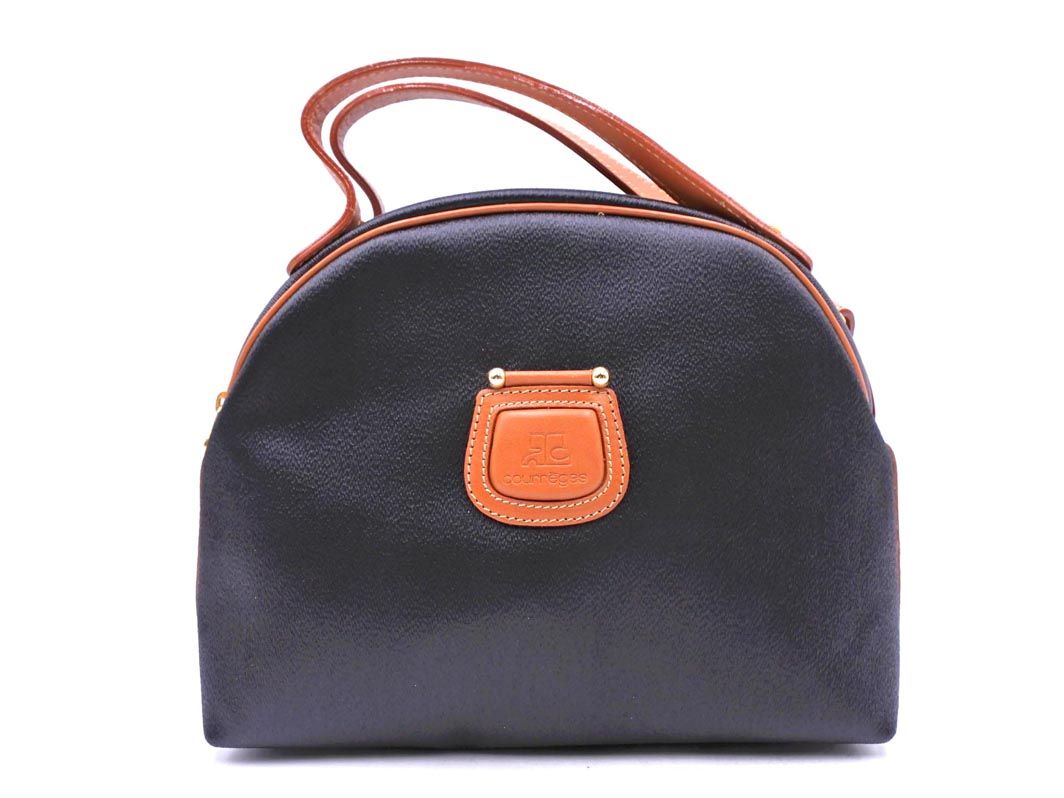 美品 Courreges クレージュ ヴィンテージ 2WAY レザー ハンド バッグ