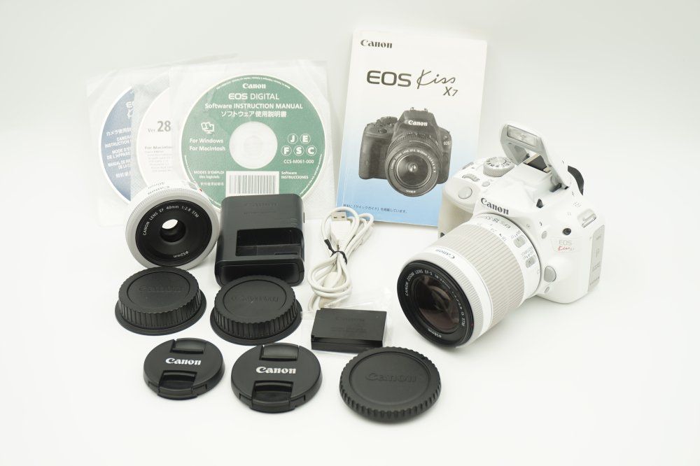 ★EOS Kiss X7（EF 40mm と 18-55mm）ダブルレンズ・白★ キヤノン、ホワイト色で統一した「EOS Kiss X7」ダブルレンズキット