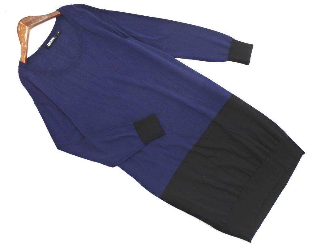 DKNY ダナキャランニューヨーク ウール100% バイカラー ニット