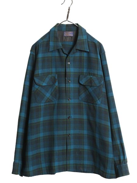 USA製 50s Pendleton オープンカラー 開襟ボードシャツ サイズM
