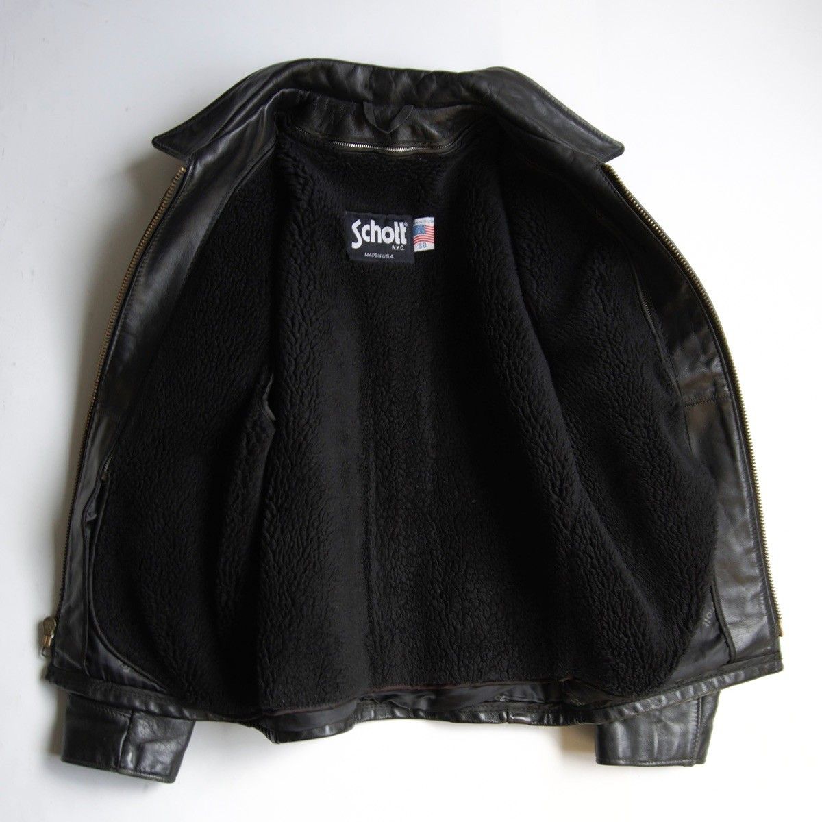 美品】SCHOTT【AT101/シングルライダースジャケット】38 襟 レザー