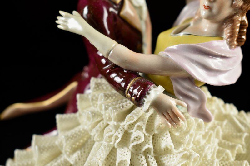 蔵A5728a】シッツェンドルフ レースドール ワルツ フィギュリン 人形