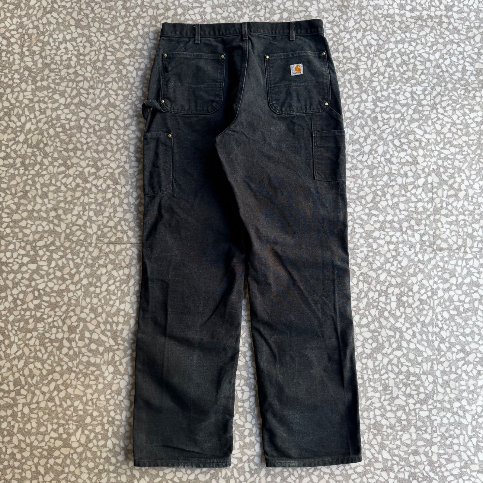 【USA製】カーハート ペインターパンツ ブラック フェード ワークパンツ Carhartt / usa製 double knee painter 36x34 カーハート リアルワーク