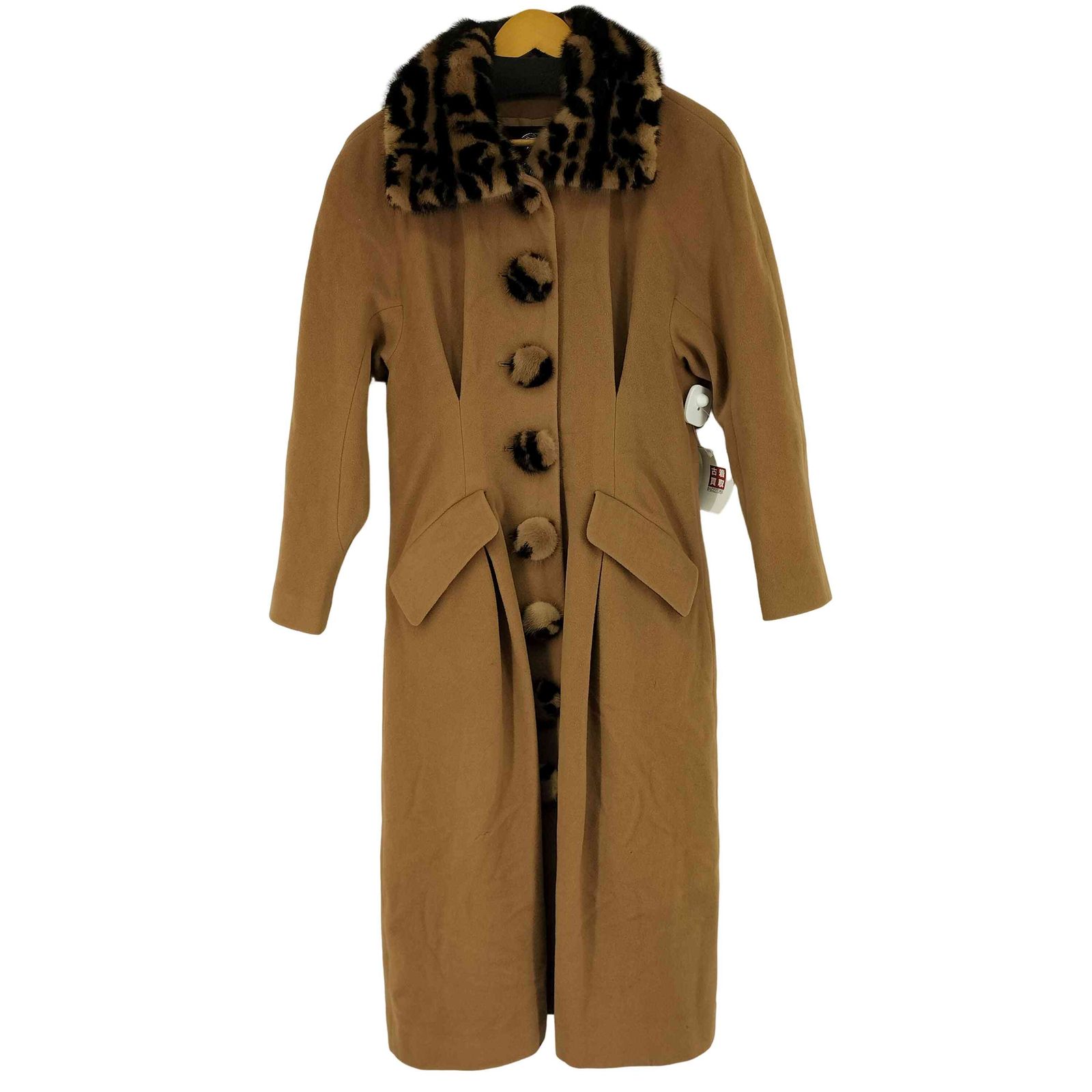 イタリヤ 伊太利屋 カシミア混 リアルファー付き ロングコート