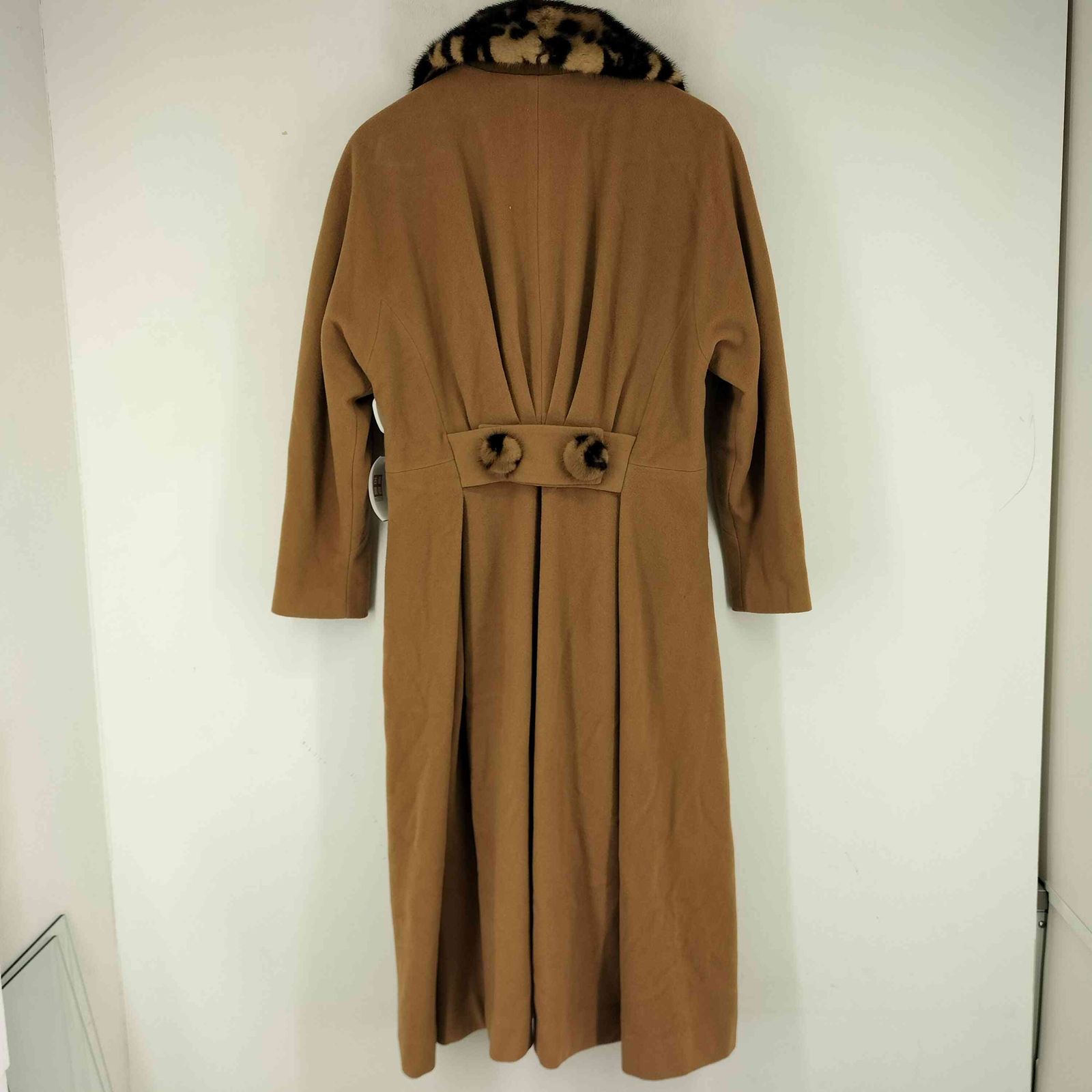 伊太利屋 ファー付きロングガウンコート ブラウン ウール アンゴラ 伊太利屋 ファー付きロングガウンコート ブラウン ウール アンゴラ