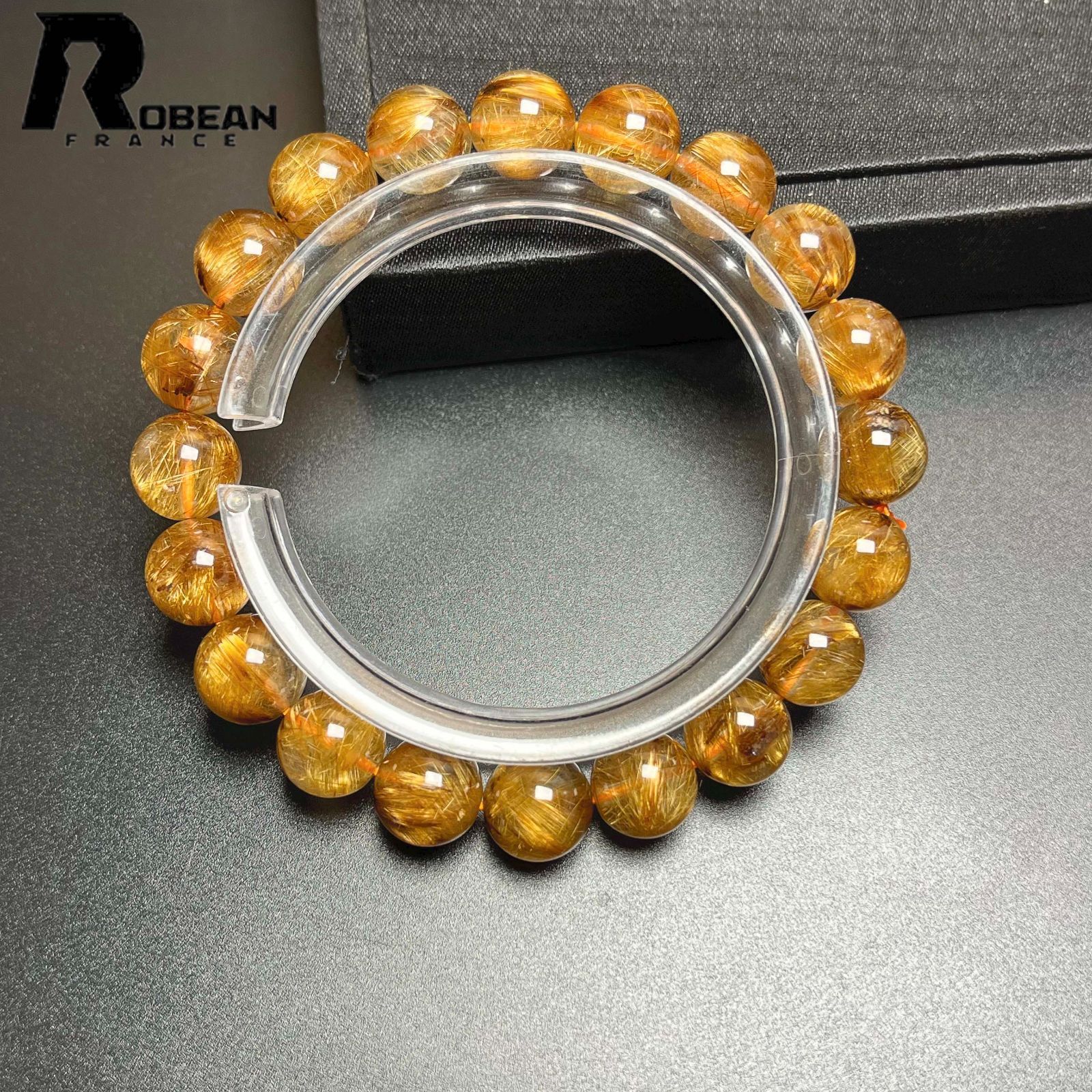 貴重 EU製 定価36万円ROBEAN・銅髪ルチルクォーツブレスレット パワーストーン 天然石 金運 お守り プレゼント2 9.9-10.3mm K1117230