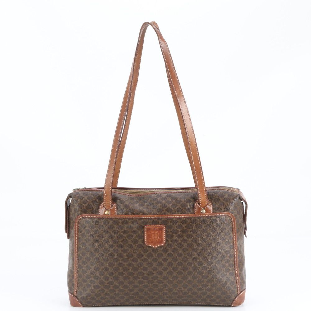 美品 ヴィンテージ セリーヌ マカダム トリオンフ レザー トート