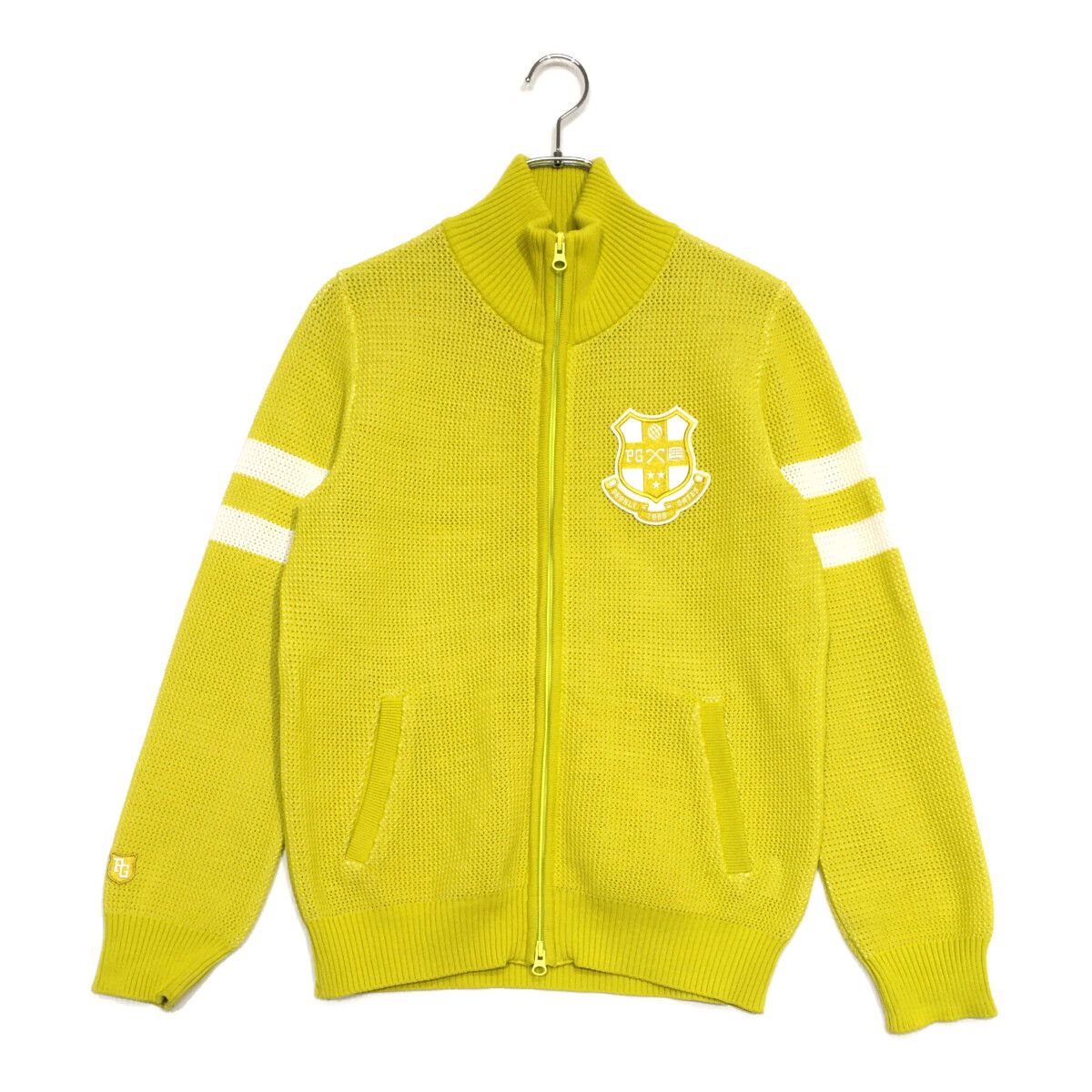 メンズ パーリーゲイツ PEARLY GATES ニットアウター 4 M イエロー系 ダブルジップ メッシュ