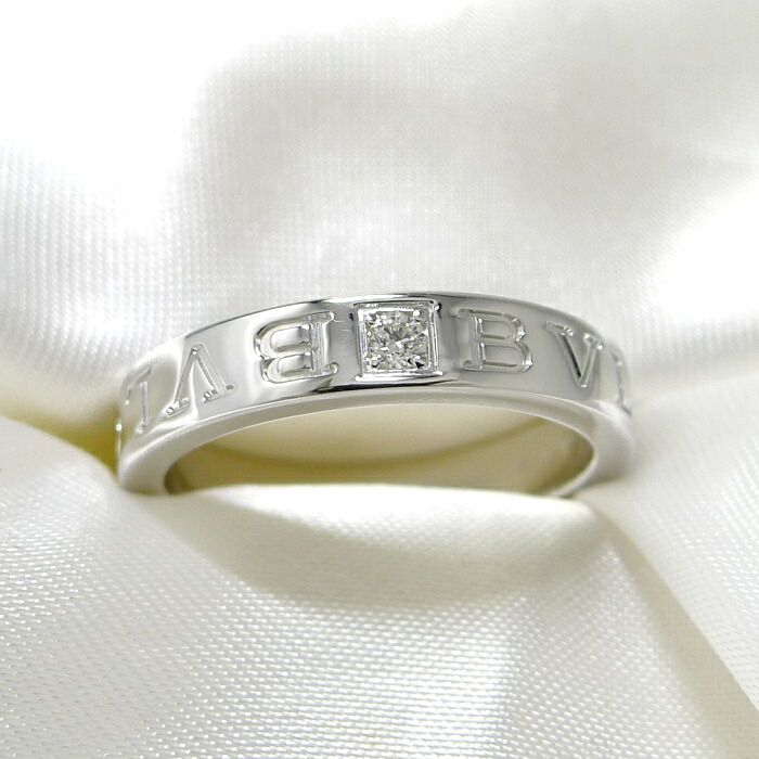 BVLGARI ブルガリ 750 ホワイトゴール ダブルロゴ リング 9.5号 楽天