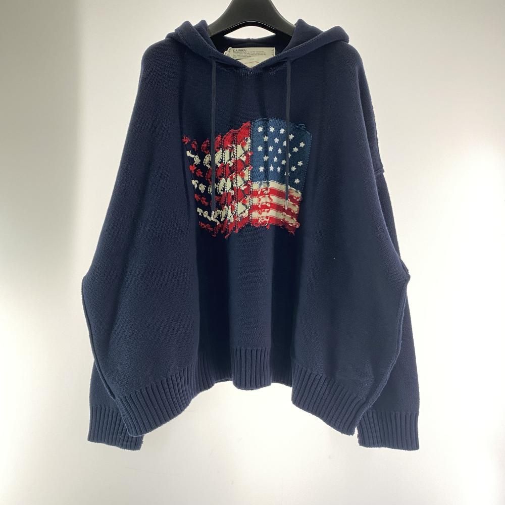 中古】DAIRIKU 23AW America Knit Hoodie ネイビー ダイリク[17 中古】DAIRIKU 23AW America Knit Hoodie ネイビー ダイリク[17