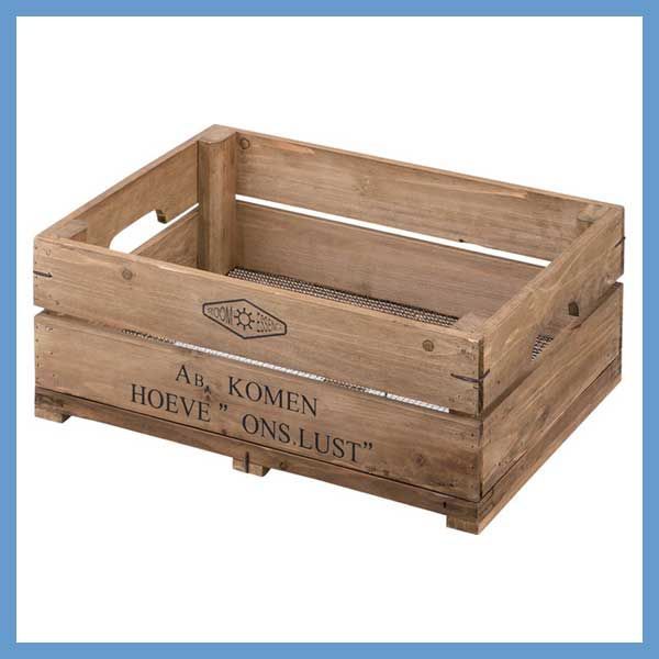 天然木（杉）のコンテナボックス（底面：金網）「W50×D37×H20cm」（スタッキング可能）No.475