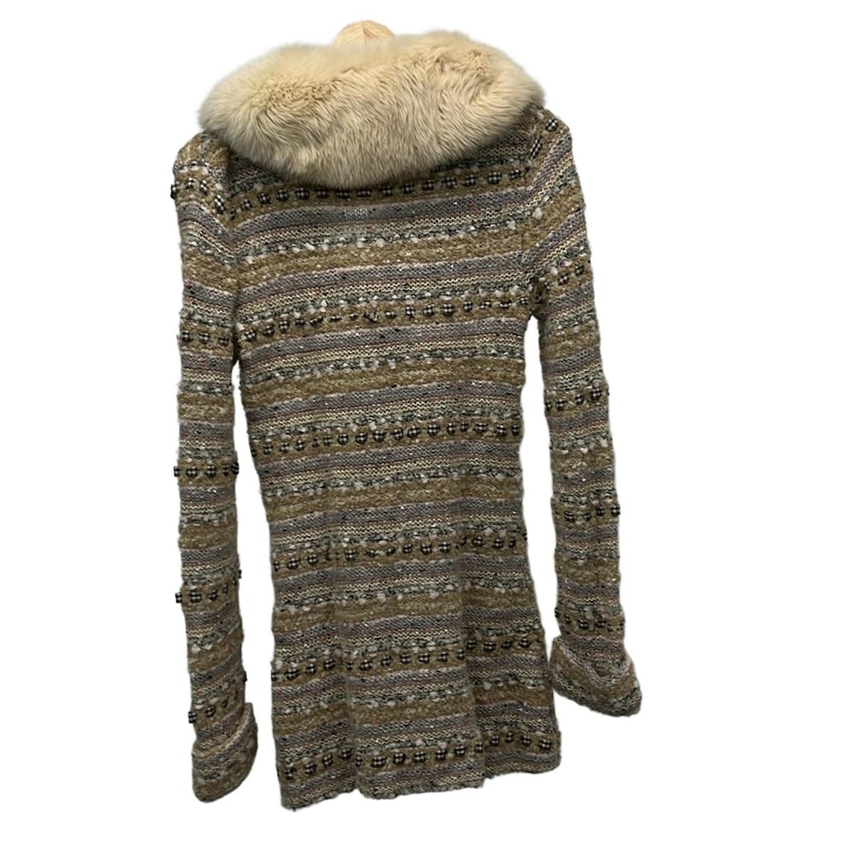 Rene ルネ ダッフルコート サイズ36 S レディース - ベージュ×ピンク×マルチ 長袖 フォックス ニット ツイード 春 秋