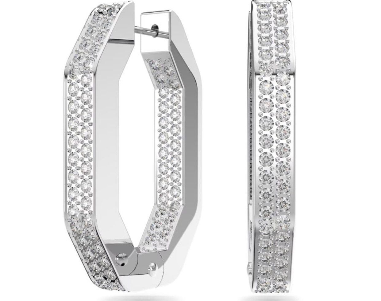 スワロフスキー Swarovski Dexteraフープピアスオクタゴンシェイプ