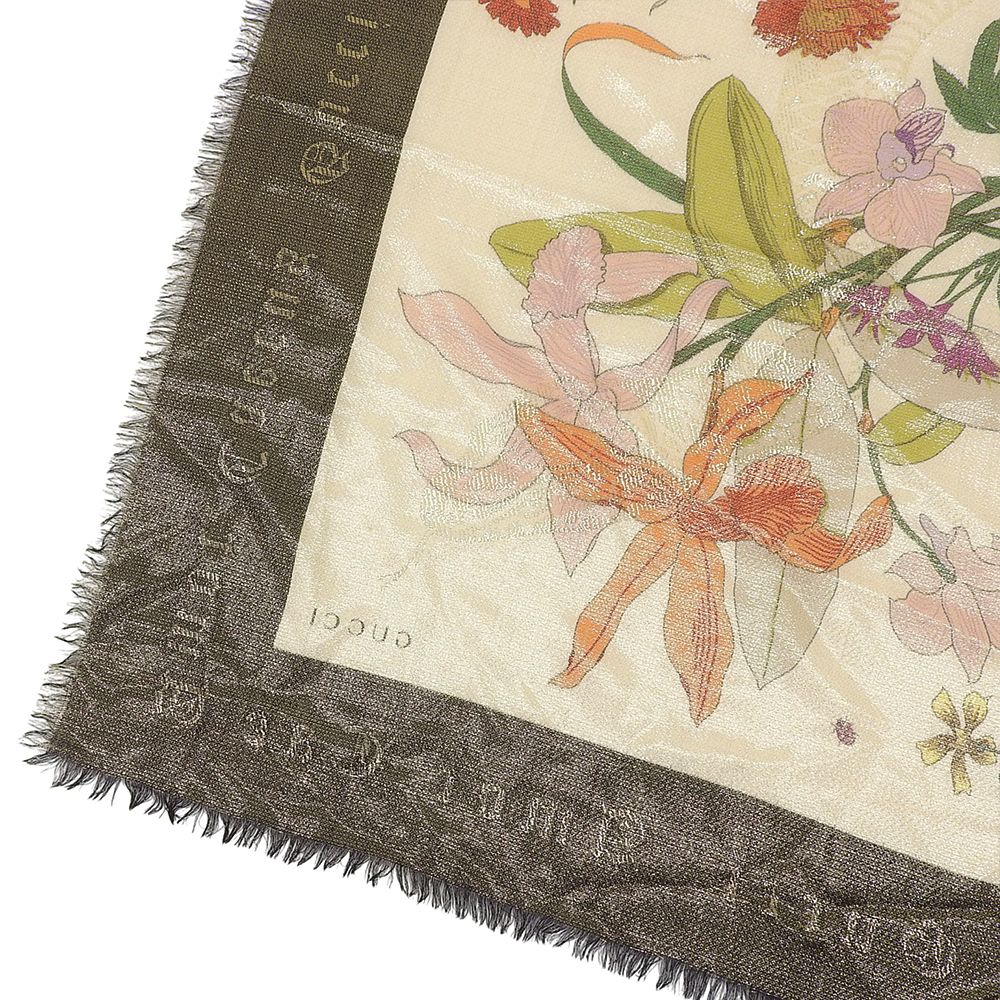 超美品 グッチ GUCCI 現行タグ ラメ糸折込 フローラ 花柄 ロング