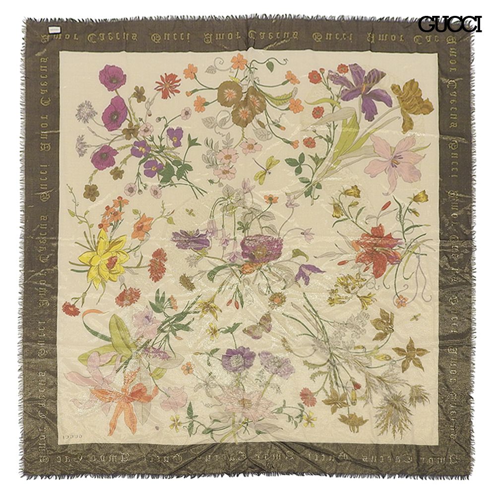 超美品 グッチ GUCCI 現行タグ ラメ糸折込 フローラ 花柄 ロング