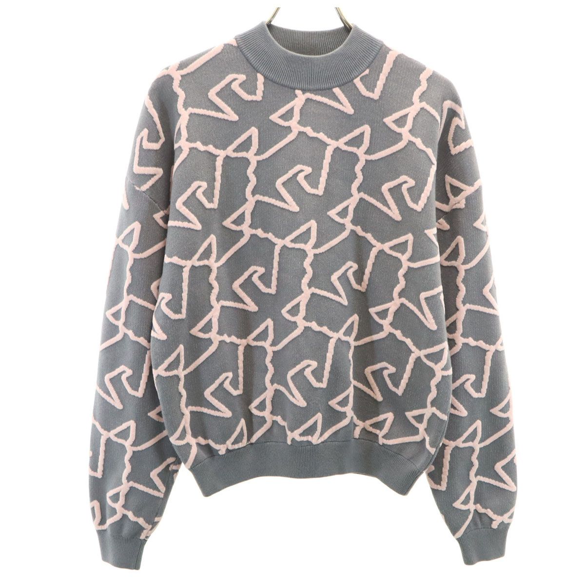 Emporio Armani エンポリオアルマーニ 総柄 長袖 ニット S グレー セーター レディース Emporio Armani エンポリオアルマーニ 総柄 長袖 ニット S グレー