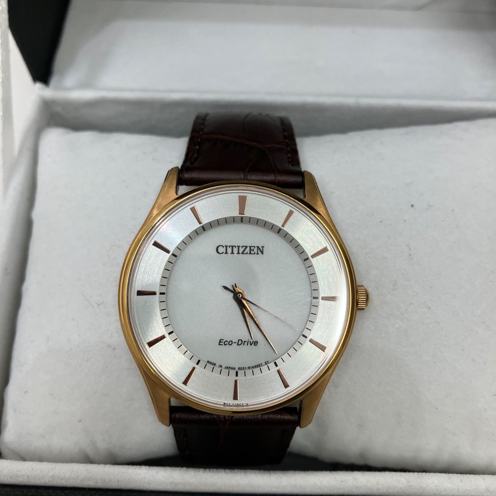 9263 CITIZEN シチズン E 031 S 103738 エコドライブ 腕時計 クォーツ腕時計 ソーラー電池 レザー ブラウン ダークブラウン