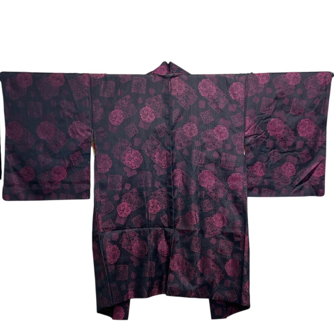 羽織 花紋 色紙 竹 鉄線 桔梗 橘 花菱 着物 114 b d ms